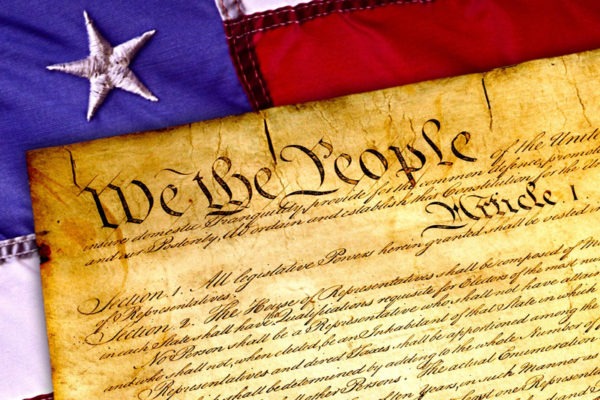American Flag with Constitution